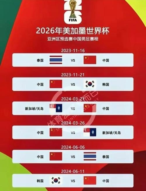 世界杯预选赛中国赛程时间